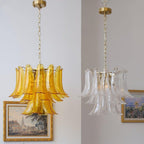 Aurora Chandelier Murano Glass Leaf Golden