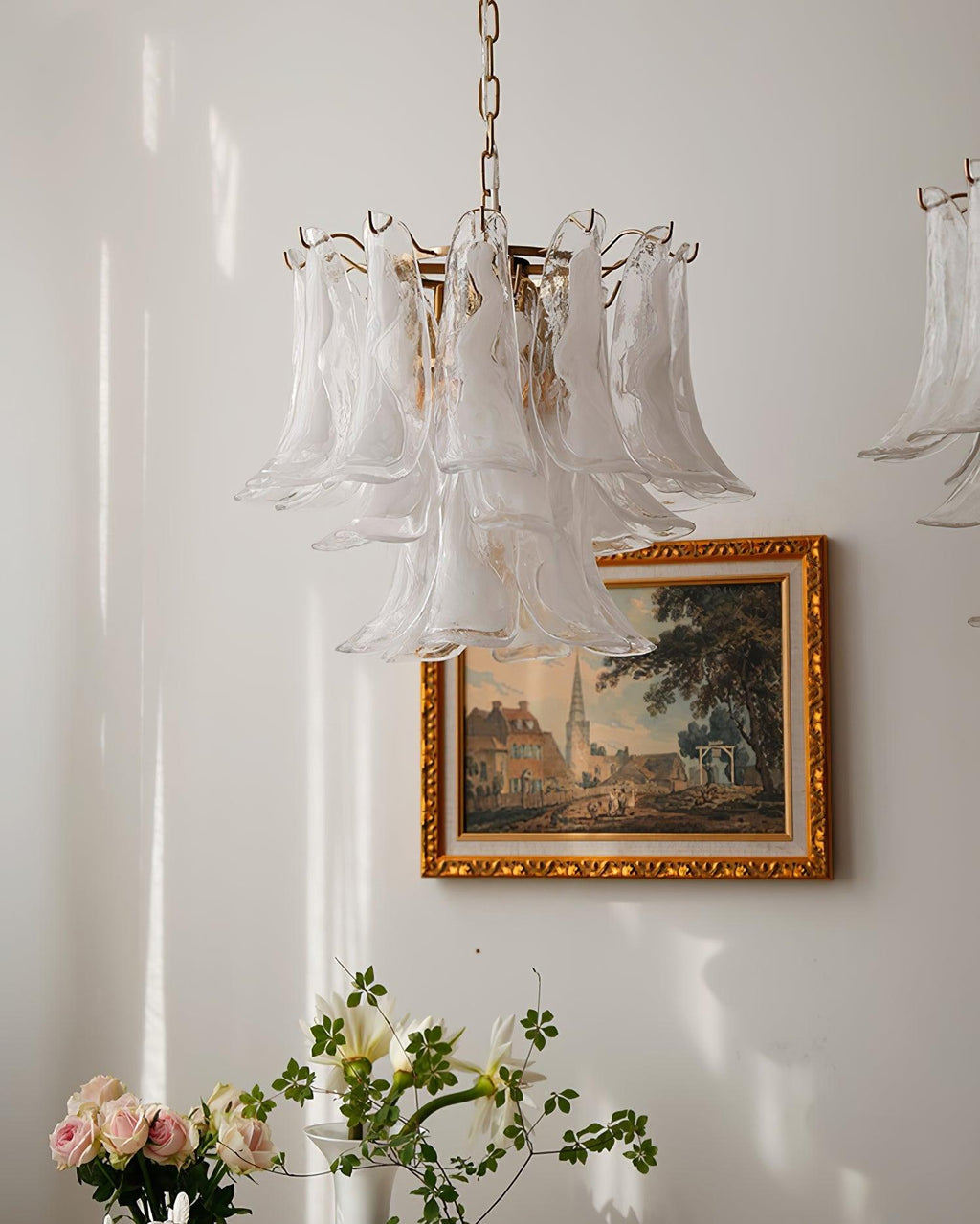 Aurora Chandelier Murano Glass Leaf Golden
