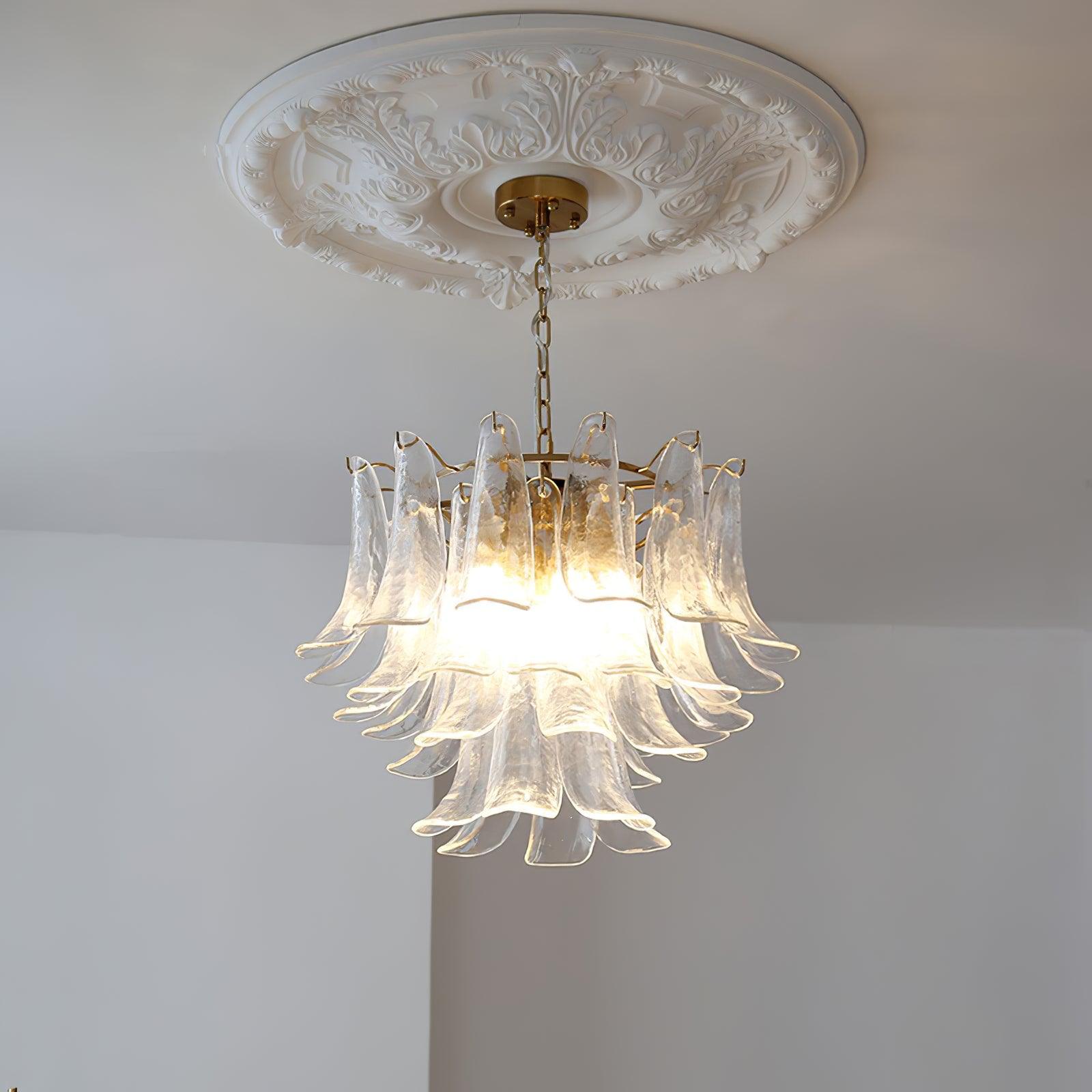 Aurora Chandelier Murano Glass Leaf Golden