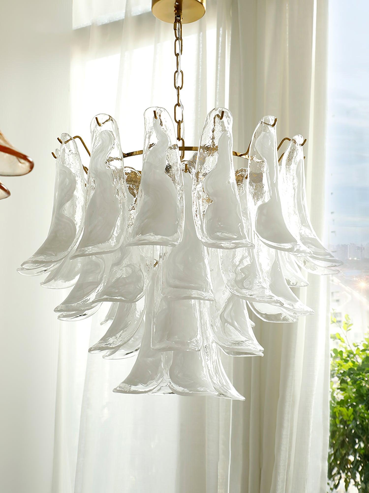 Aurora Chandelier Murano Glass Leaf Golden