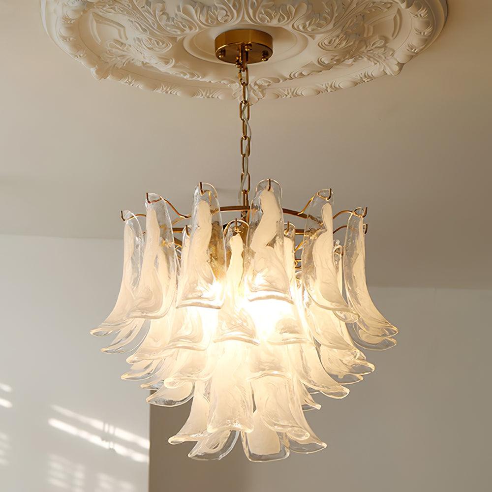 Aurora Chandelier Murano Glass Leaf Golden