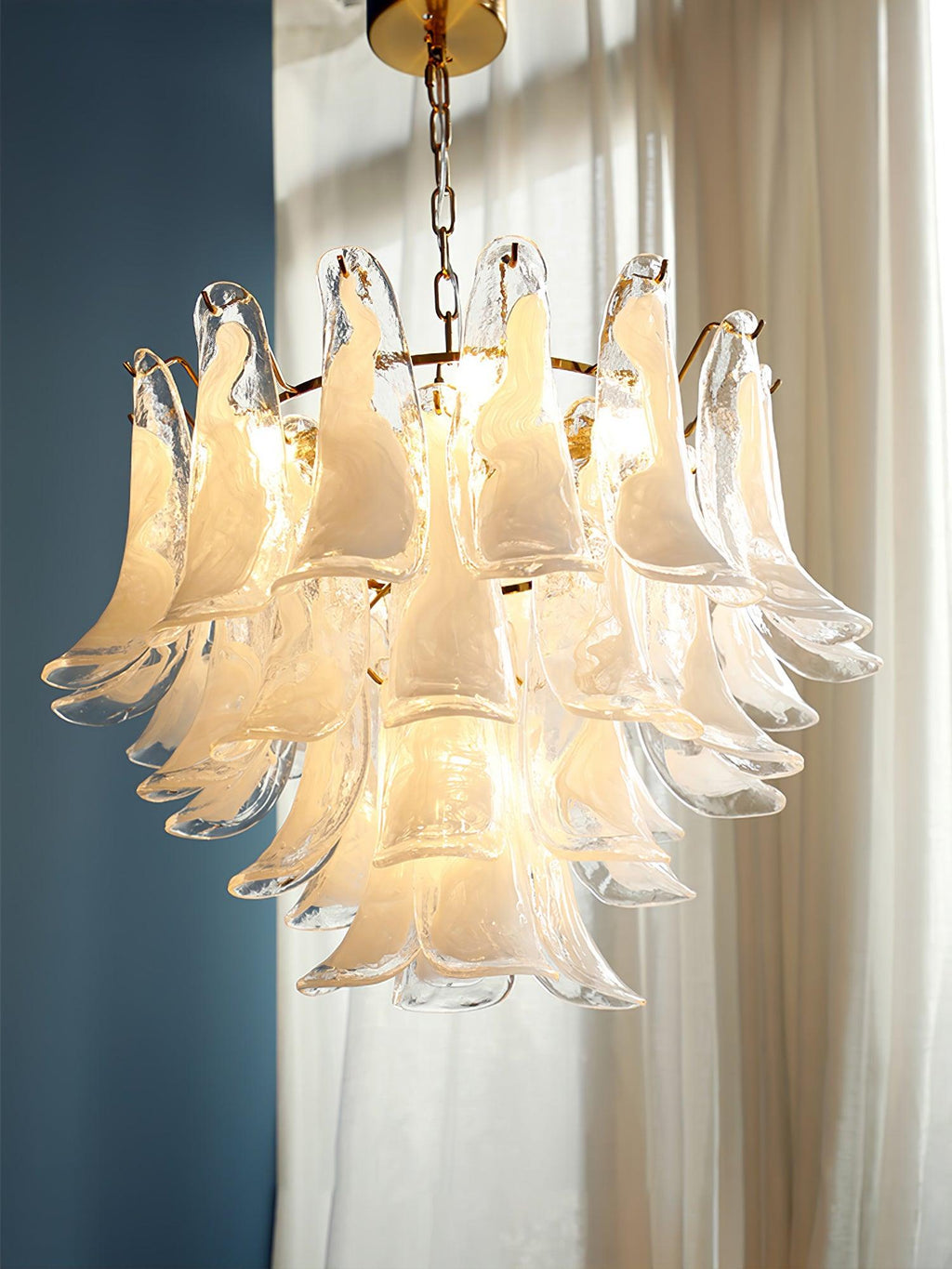 Aurora Chandelier Murano Glass Leaf Golden