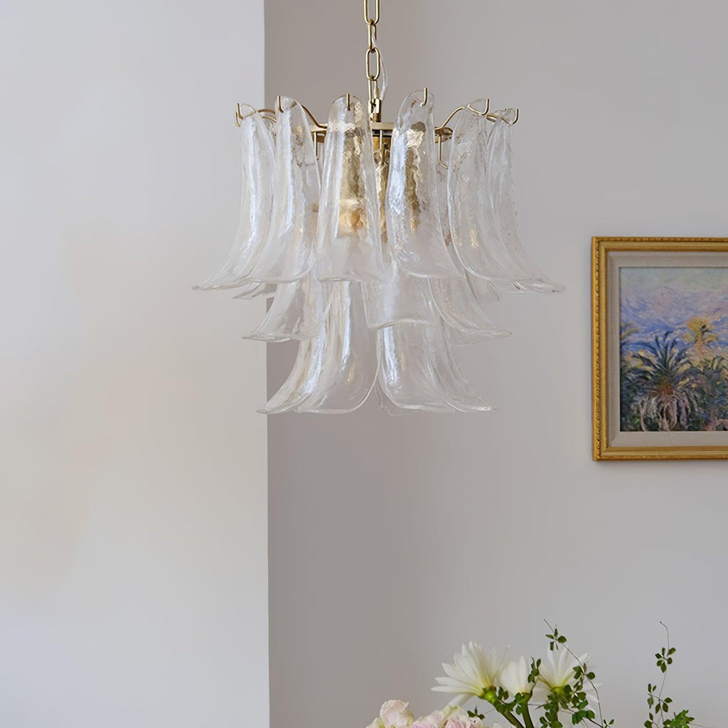 Aurora Chandelier Murano Glass Leaf Golden