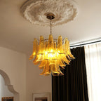 Aurora Chandelier Murano Glass Leaf Golden
