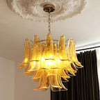 Aurora Chandelier Murano Glass Leaf Golden