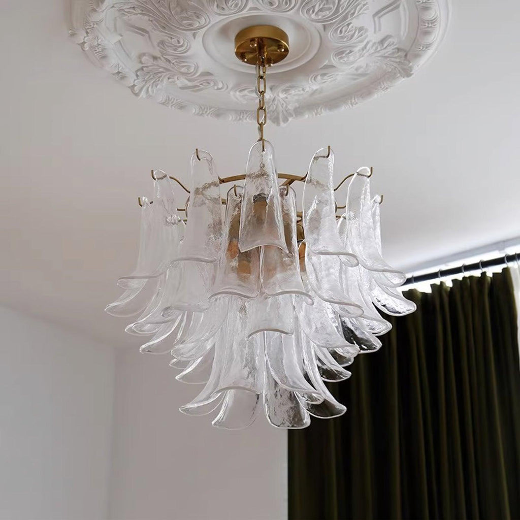 Aurora Chandelier Murano Glass Leaf Golden
