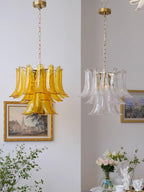 Aurora Chandelier Murano Glass Leaf Golden