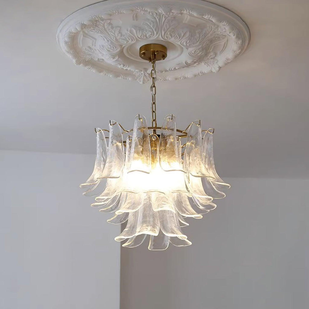 Aurora Chandelier Murano Glass Leaf Golden