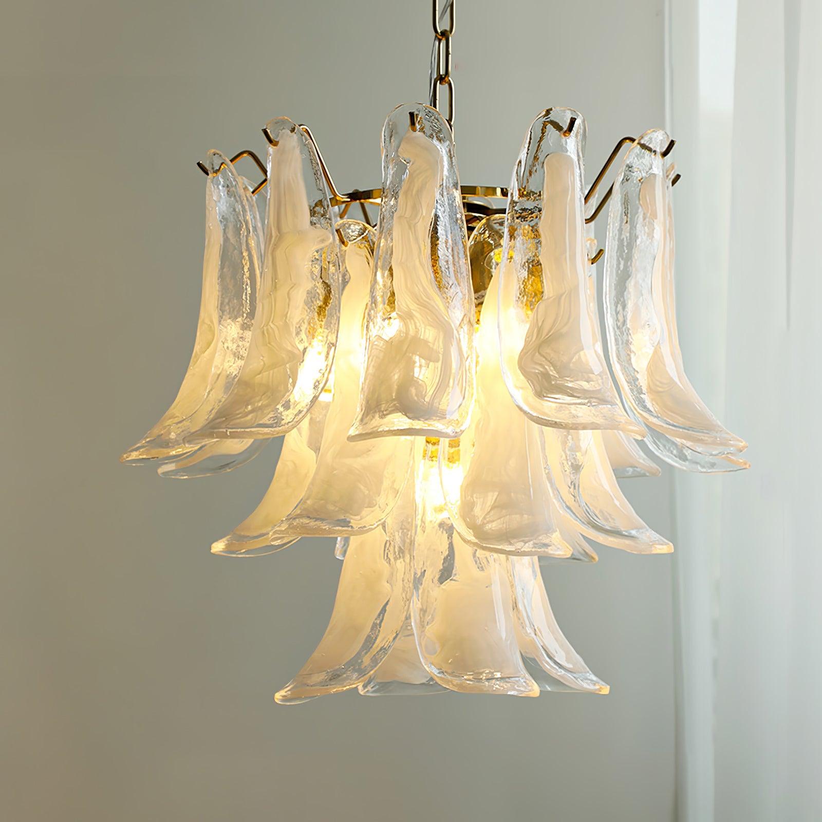 Aurora Chandelier Murano Glass Leaf Golden