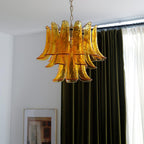 Aurora Chandelier Murano Glass Leaf Golden