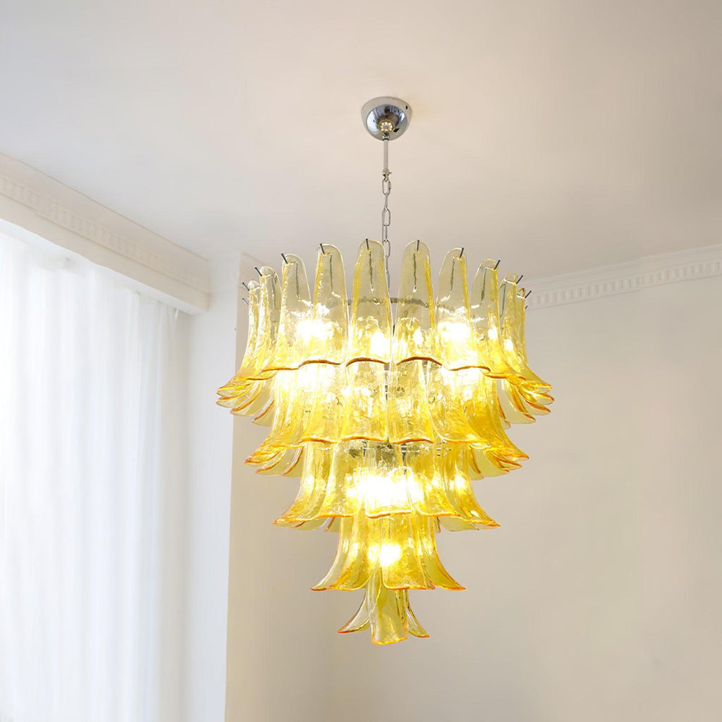Aurora Chandelier Murano Glass Leaf Golden