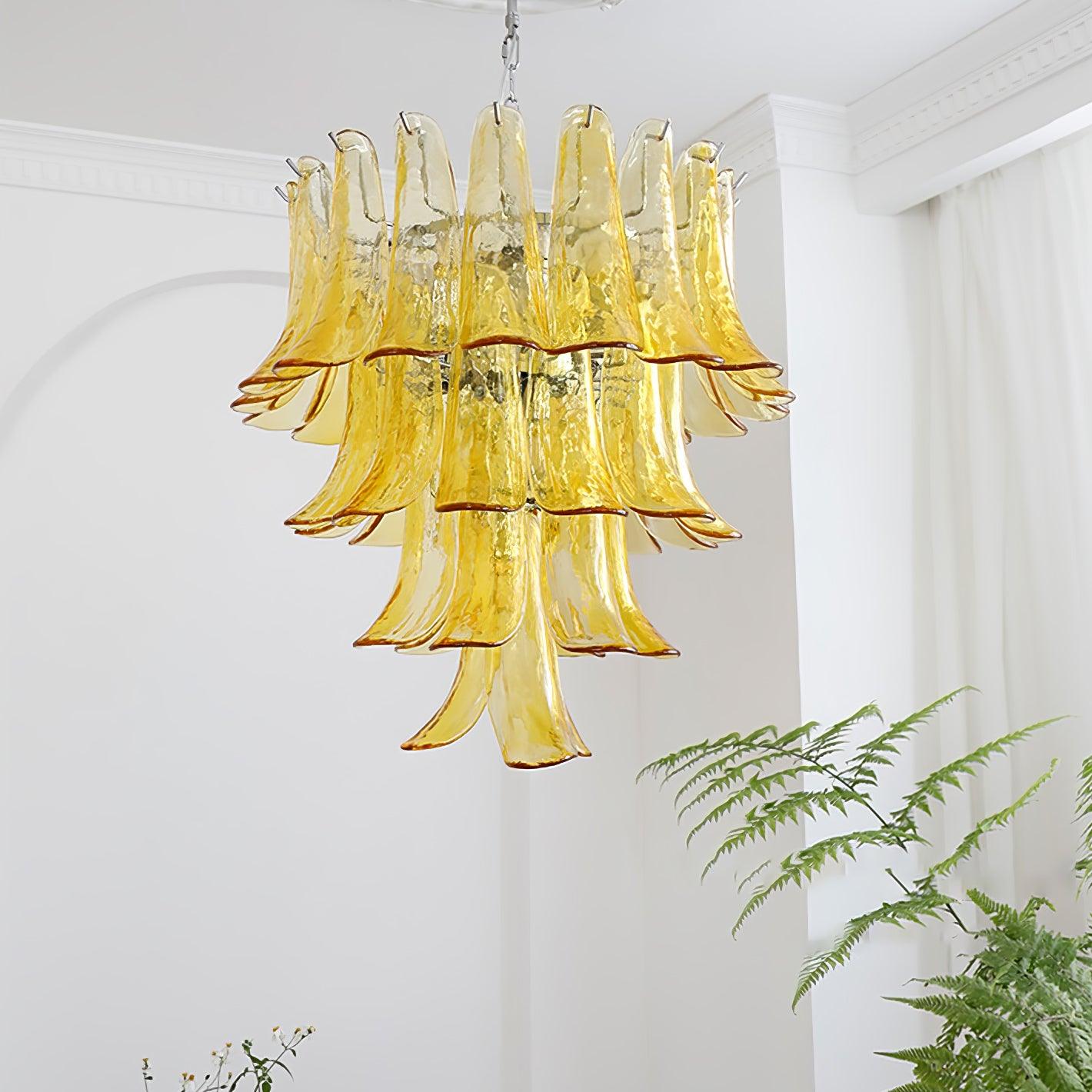 Aurora Chandelier Murano Glass Leaf Golden