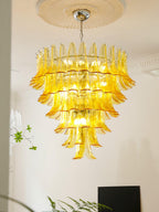 Aurora Chandelier Murano Glass Leaf Golden