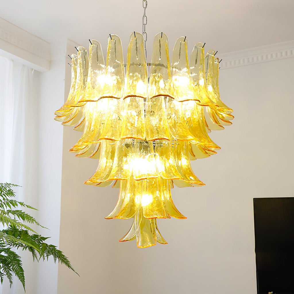 Aurora Chandelier Murano Glass Leaf Golden