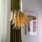 Aurora Chandelier Murano Glass Leaf Golden