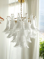 Aurora Chandelier Murano Glass Leaf Golden
