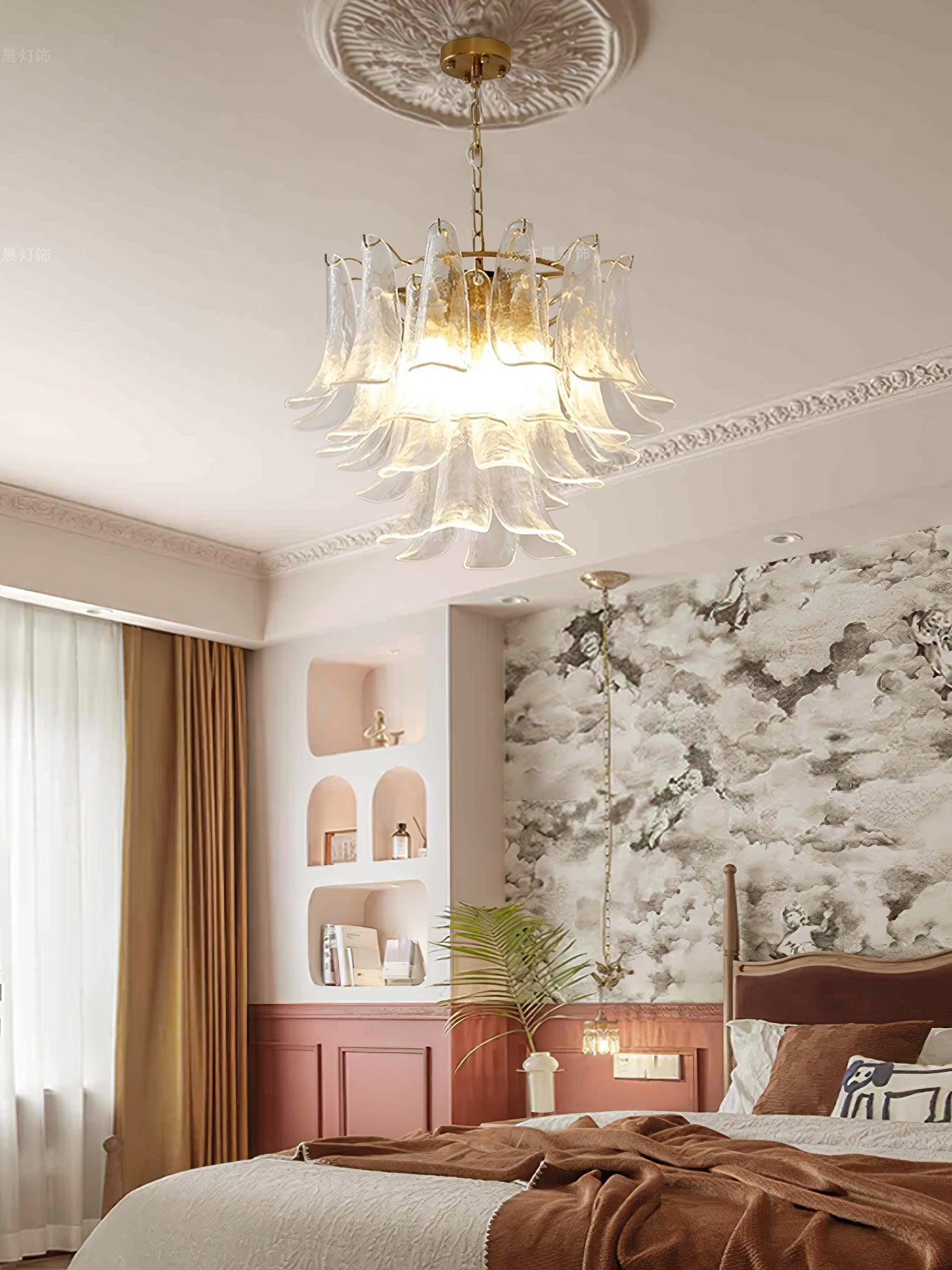 Aurora Chandelier Murano Glass Leaf Golden
