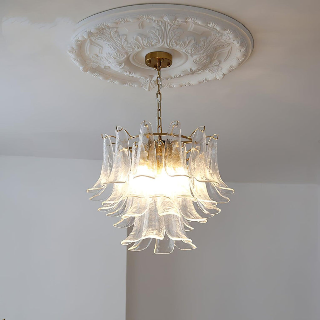 Aurora Chandelier Murano Glass Leaf Golden