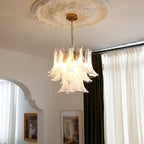 Aurora Chandelier Murano Glass Leaf Golden