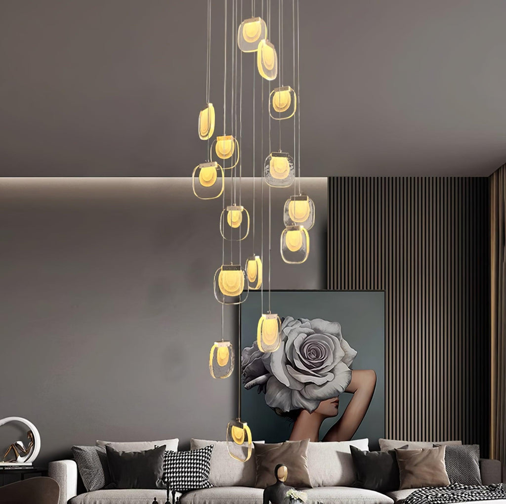 Avesia Minimalist Glass Pendant Light Staircase