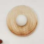 Wall Lamp Textured Ceramic Disc Wood Accent Modern Entryways