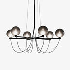 Valentina Nordic Modern Glass Ball Chandelier, Smoke Gray/Blue