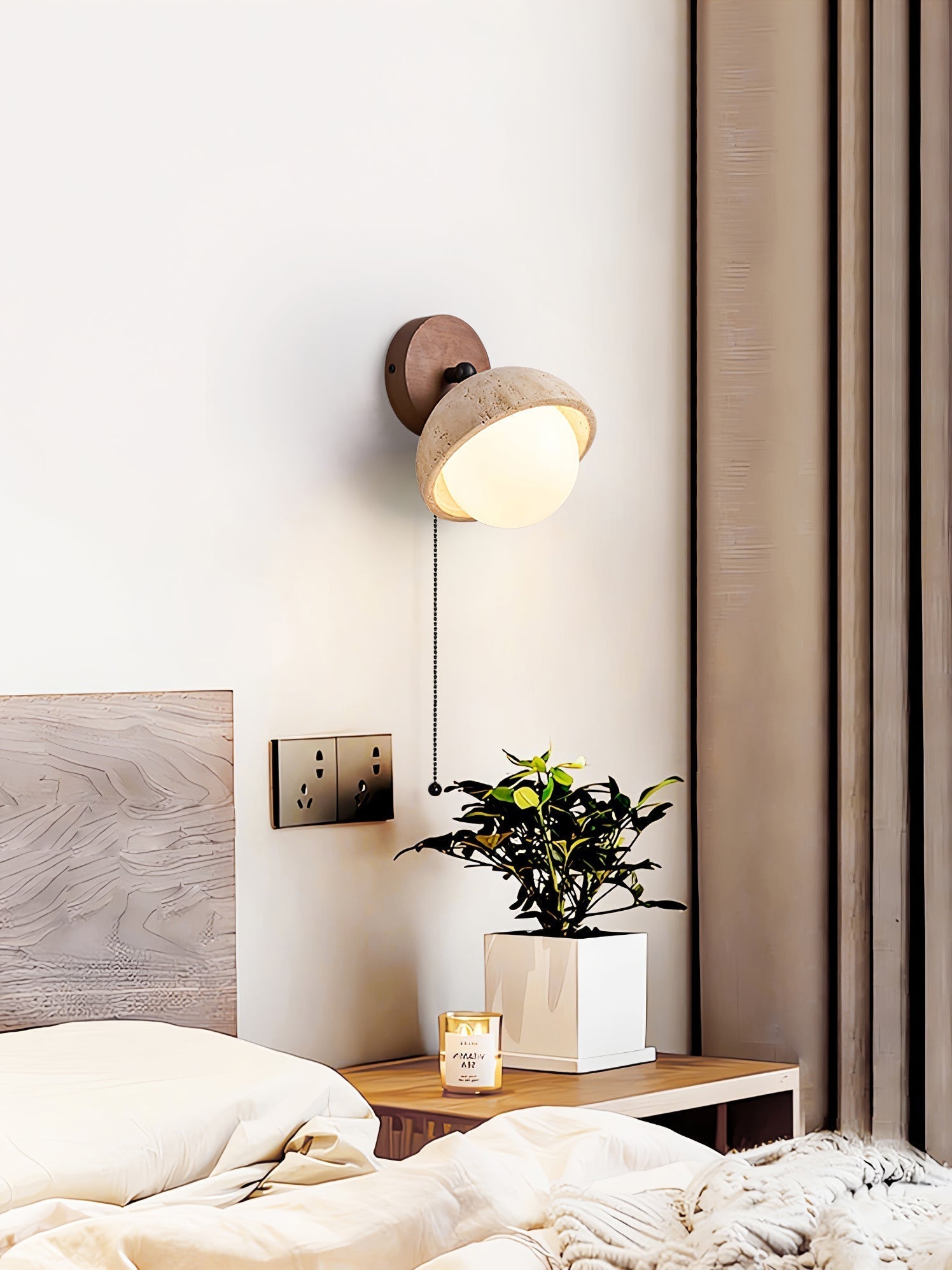 Avtale Arc-Shaped Travertine Wall Light