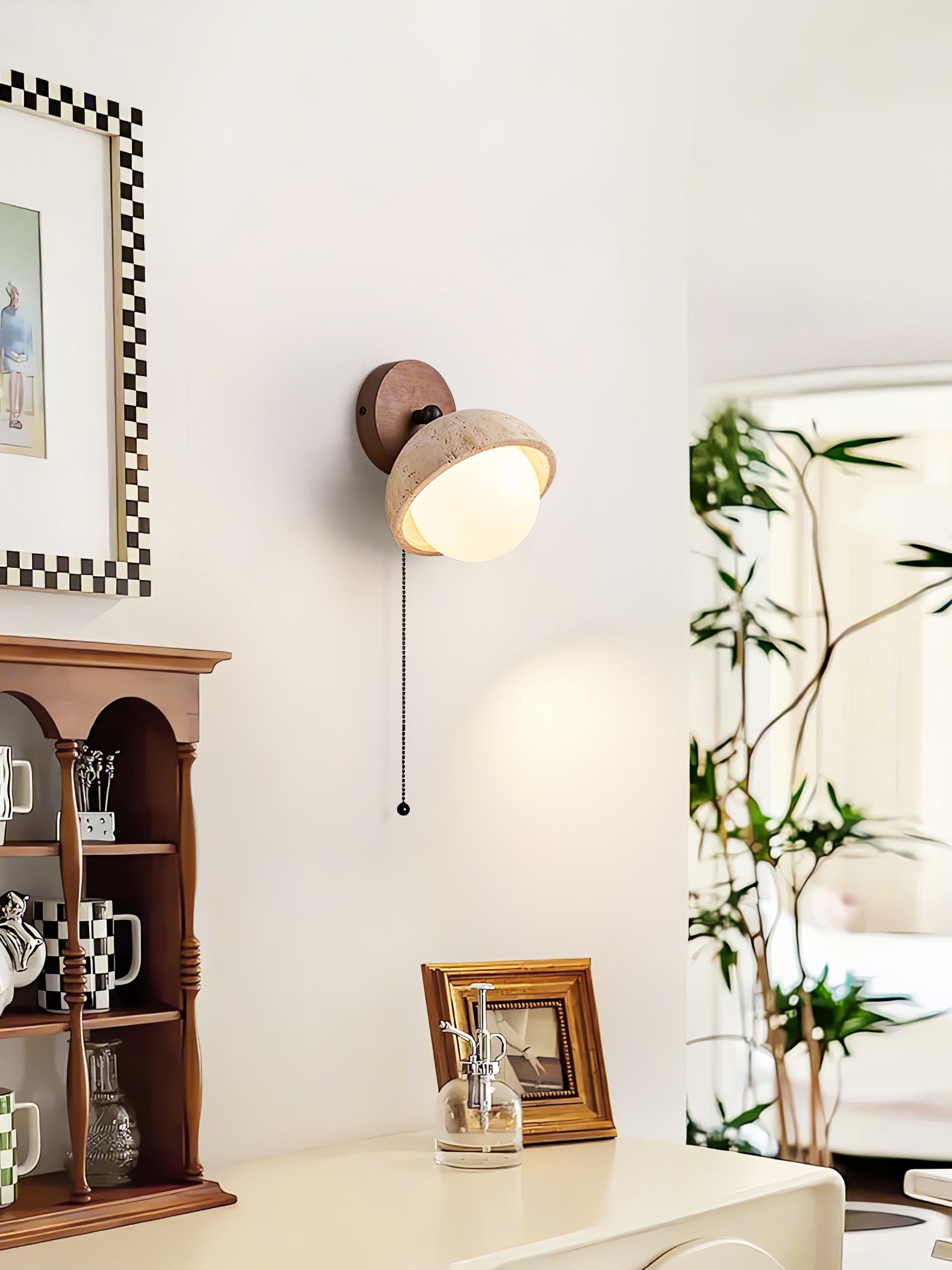 Avtale Arc-Shaped Travertine Wall Light