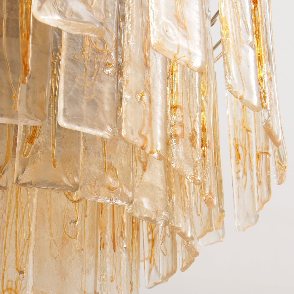 Aurora Chandelier Golden Amber Glass Layered Geometric Luxury