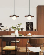 Pendant Lamp Glass and Metal Wavy Shade Sculptural Minimalist Accent