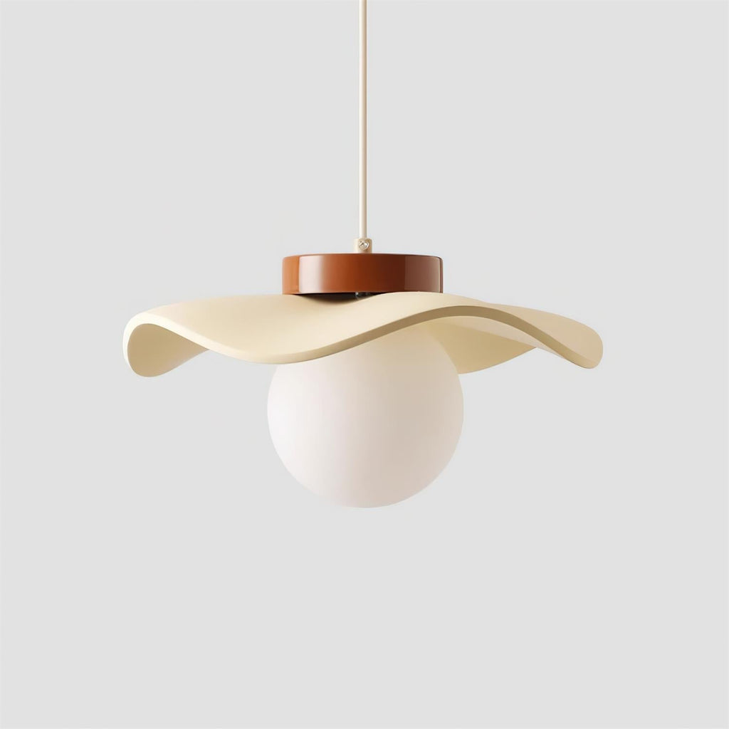 Pendant Lamp Glass and Metal Wavy Shade Sculptural Minimalist Accent