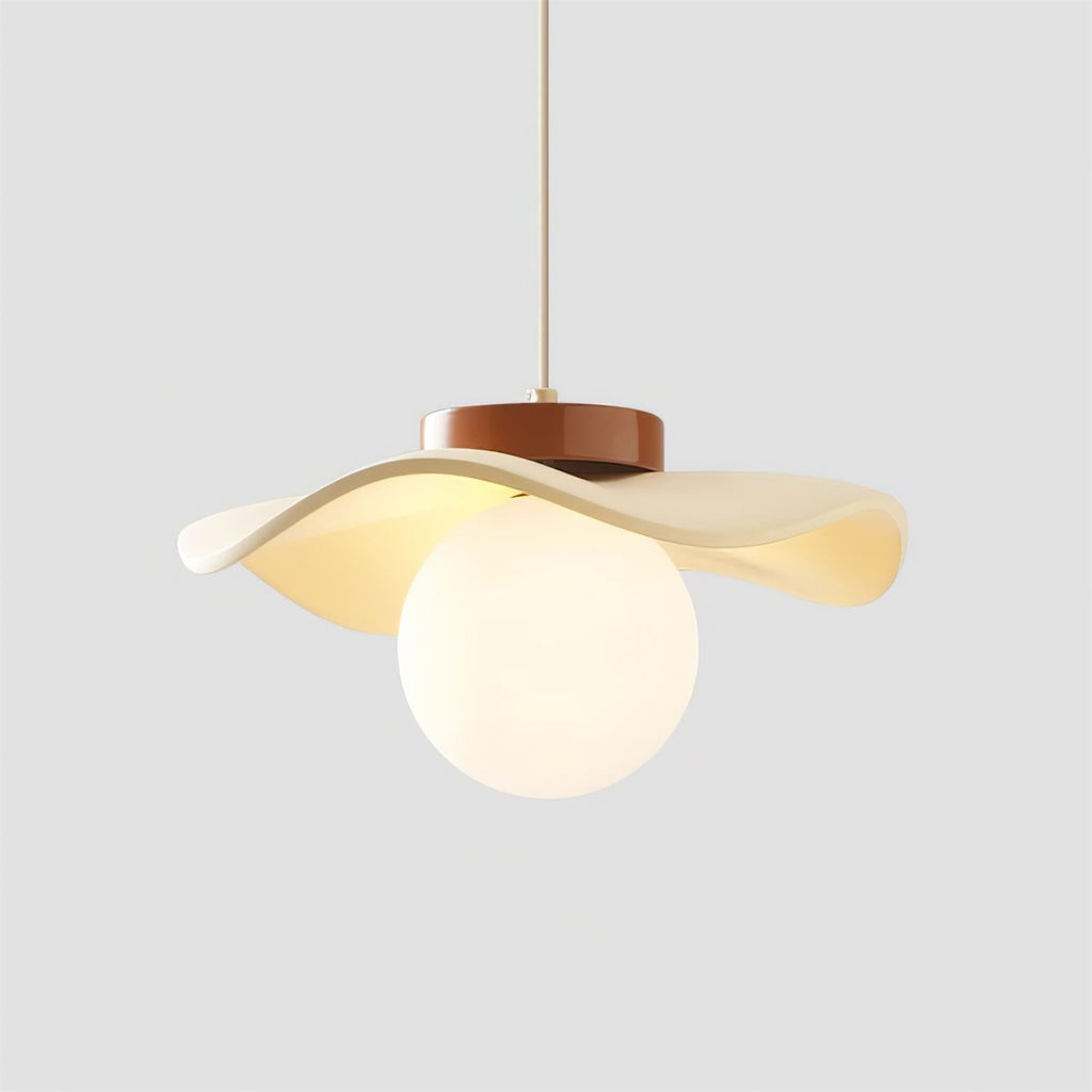 Pendant Lamp Glass and Metal Wavy Shade Sculptural Minimalist Accent
