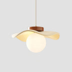 Pendant Lamp Glass and Metal Wavy Shade Sculptural Minimalist Accent