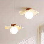 Pendant Lamp Glass and Metal Wavy Shade Sculptural Minimalist Accent
