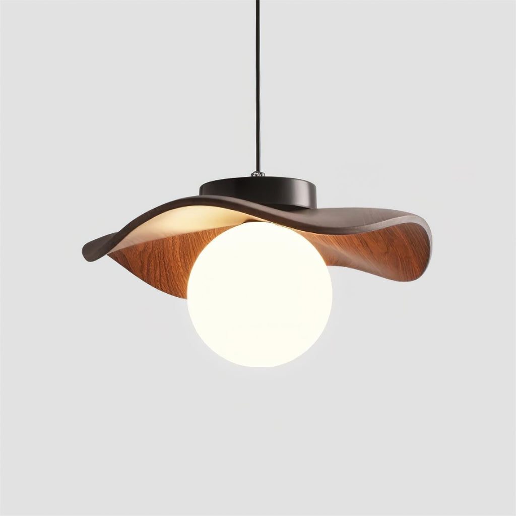 Pendant Lamp Glass and Metal Wavy Shade Sculptural Minimalist Accent