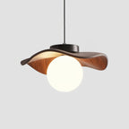 Pendant Lamp Glass and Metal Wavy Shade Sculptural Minimalist Accent