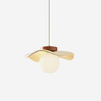 Pendant Lamp Glass and Metal Wavy Shade Sculptural Minimalist Accent