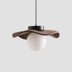 Pendant Lamp Glass and Metal Wavy Shade Sculptural Minimalist Accent