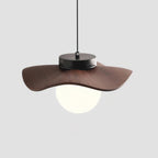 Pendant Lamp Glass and Metal Wavy Shade Sculptural Minimalist Accent