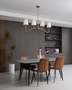 Lustra Chandelier Brass Curved Beige Linear