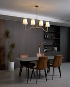 Lustra Chandelier Brass Curved Beige Linear