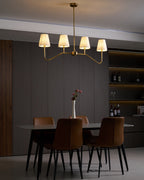Lustra Chandelier Brass Curved Beige Linear