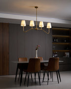 Lustra Chandelier Brass Curved Beige Linear