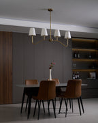 Lustra Chandelier Brass Curved Beige Linear