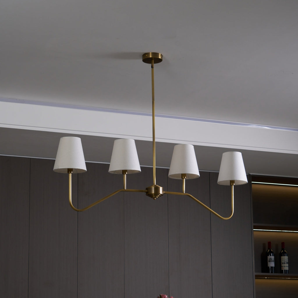 Lustra Chandelier Brass Curved Beige Linear