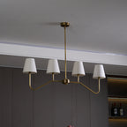 Lustra Chandelier Brass Curved Beige Linear