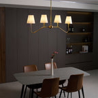Lustra Chandelier Brass Curved Beige Linear