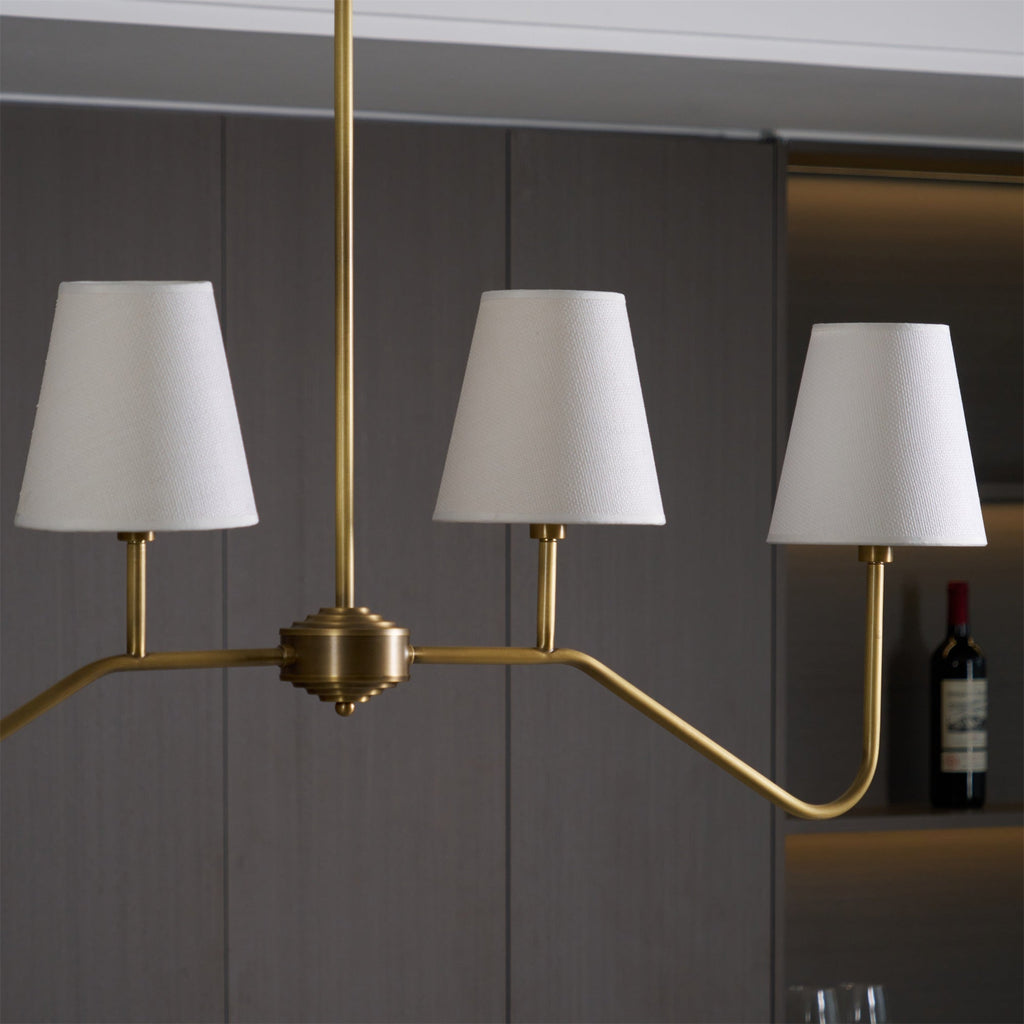Lustra Chandelier Brass Curved Beige Linear