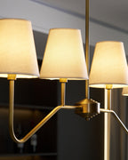 Lustra Chandelier Brass Curved Beige Linear