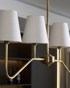 Lustra Chandelier Brass Curved Beige Linear